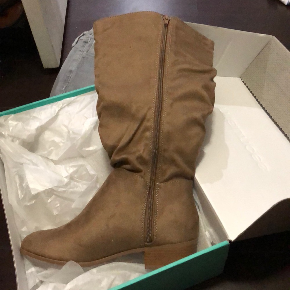 Wide calf brown boots